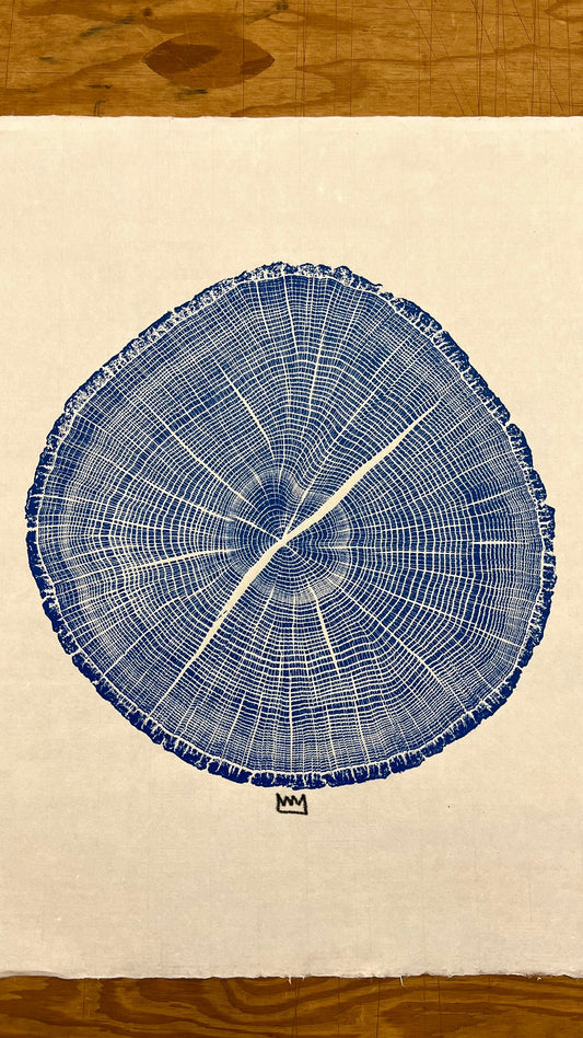Post Oak in Blue Tree Print