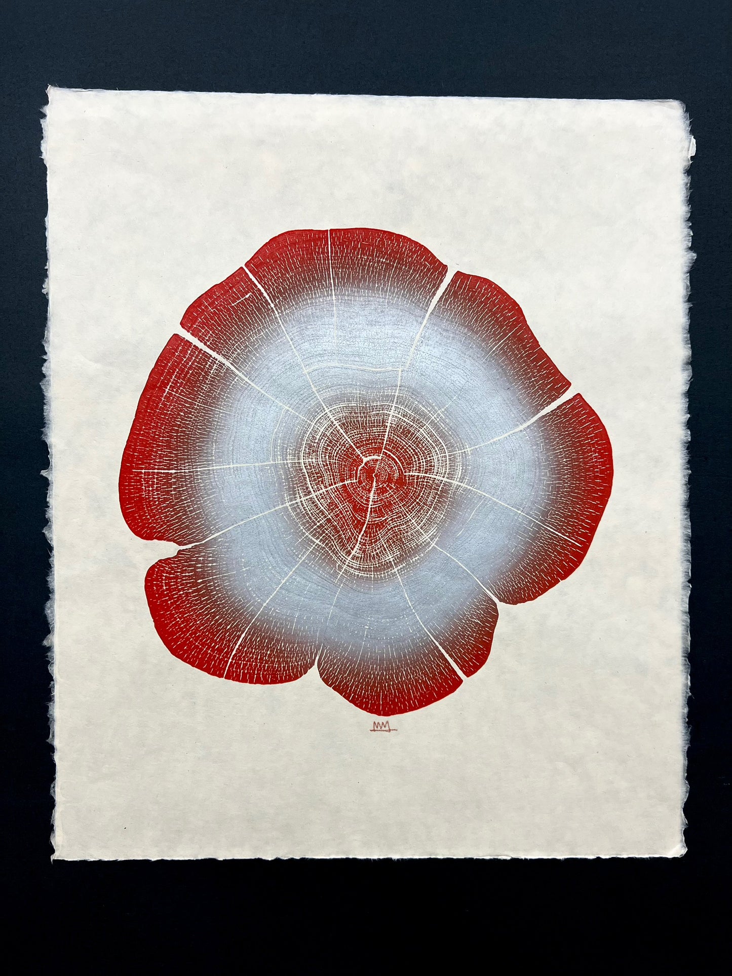 Eastern Red Cedar No. 44 red and silver tree print